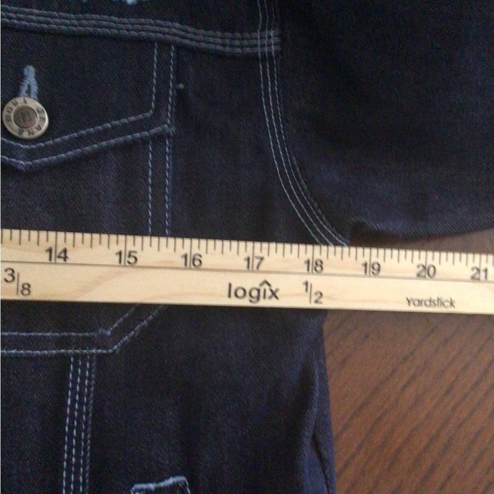 Platinum Nova Jean Boys Large 6/7 Dark Wash Denim Jacket Embroidered Hip Hop Y2K - Picture 3 of 14